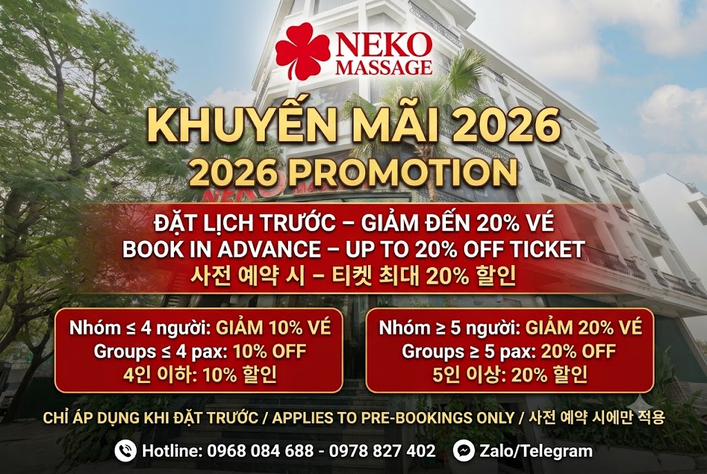 Khuyến mãi Neko Massage năm 2026